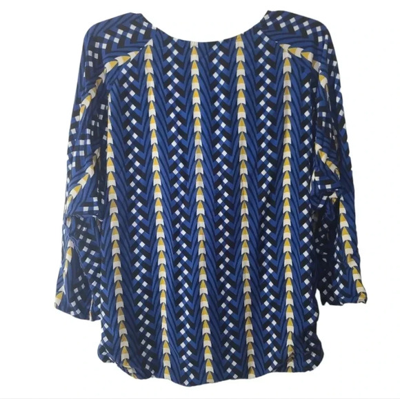 The Odells | Alisha Blue Geo Print Shirt Sz M ~ 3/$15 - Picture 3 of 8